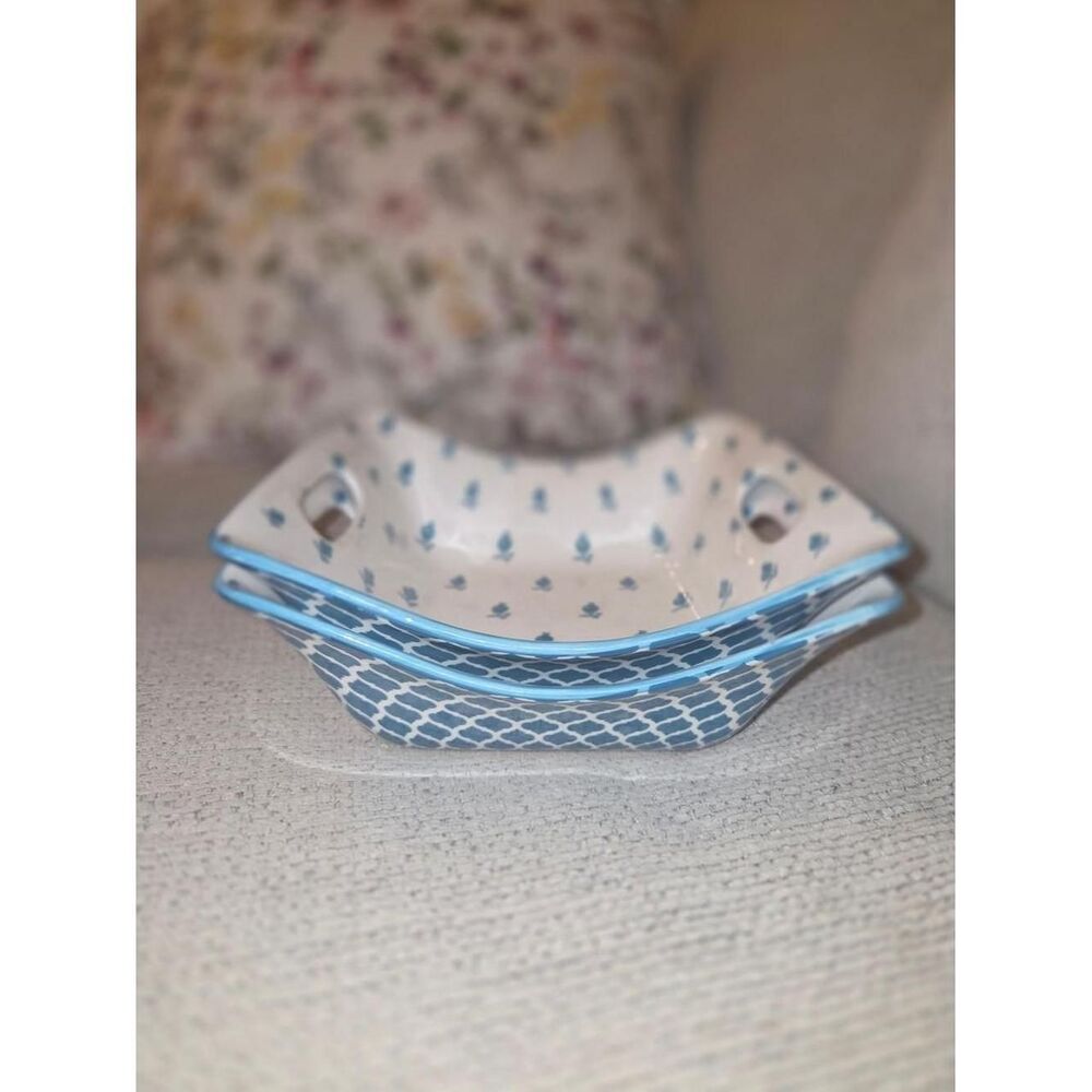 Macy-s White and Blue Dinnerware